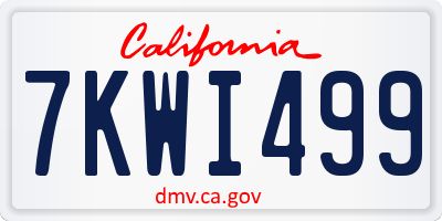 CA license plate 7KWI499