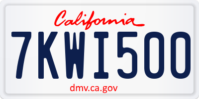 CA license plate 7KWI500