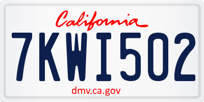 CA license plate 7KWI502