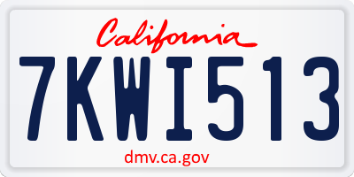 CA license plate 7KWI513