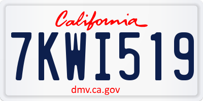 CA license plate 7KWI519