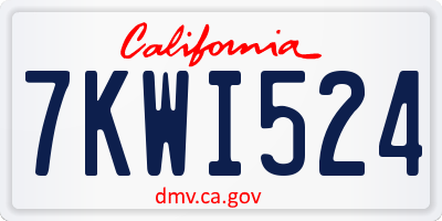 CA license plate 7KWI524