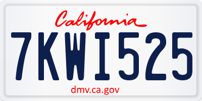 CA license plate 7KWI525