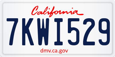 CA license plate 7KWI529