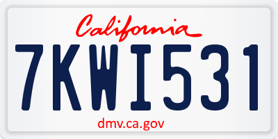 CA license plate 7KWI531