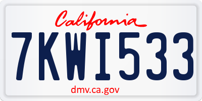 CA license plate 7KWI533