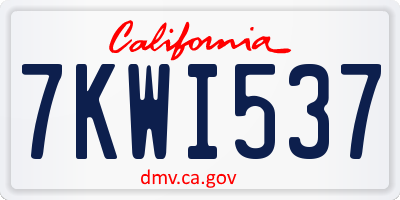 CA license plate 7KWI537