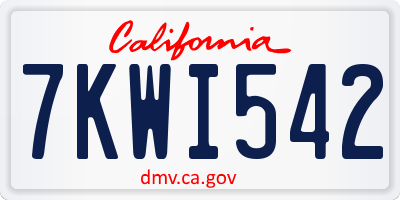 CA license plate 7KWI542