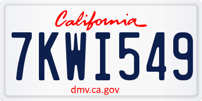 CA license plate 7KWI549