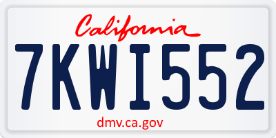 CA license plate 7KWI552