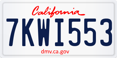 CA license plate 7KWI553