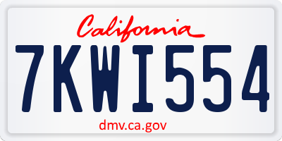 CA license plate 7KWI554