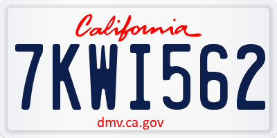CA license plate 7KWI562