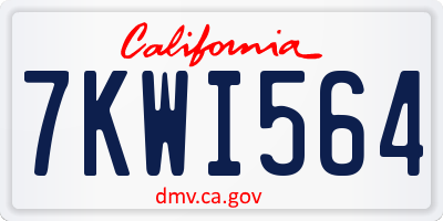 CA license plate 7KWI564