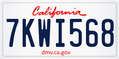CA license plate 7KWI568