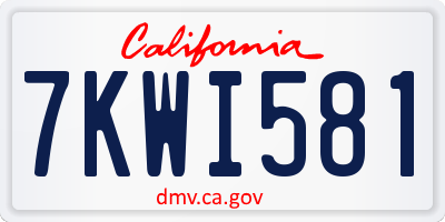 CA license plate 7KWI581