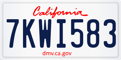 CA license plate 7KWI583