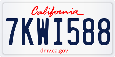 CA license plate 7KWI588