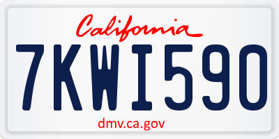 CA license plate 7KWI590