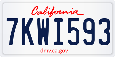 CA license plate 7KWI593