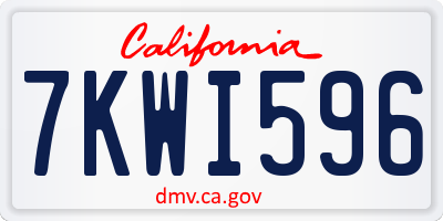 CA license plate 7KWI596