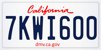 CA license plate 7KWI600