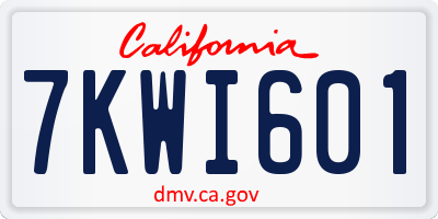 CA license plate 7KWI601