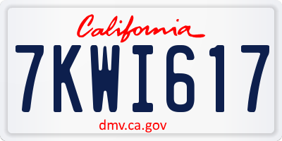 CA license plate 7KWI617