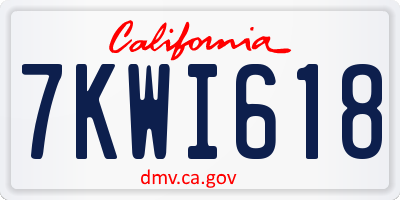 CA license plate 7KWI618