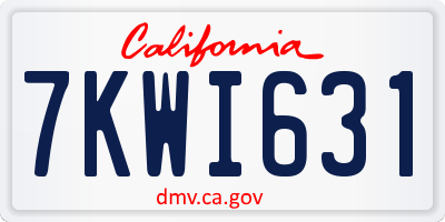 CA license plate 7KWI631