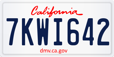 CA license plate 7KWI642
