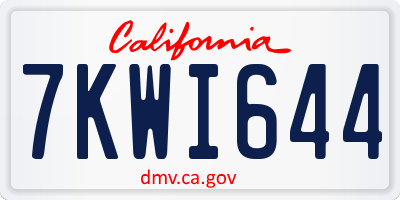 CA license plate 7KWI644