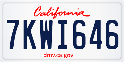 CA license plate 7KWI646