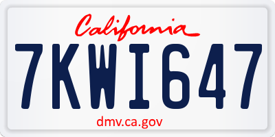 CA license plate 7KWI647