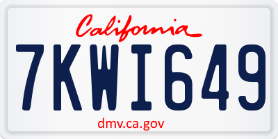 CA license plate 7KWI649