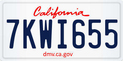 CA license plate 7KWI655