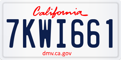 CA license plate 7KWI661