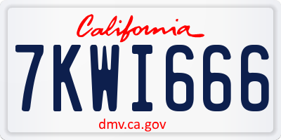 CA license plate 7KWI666