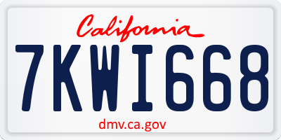CA license plate 7KWI668