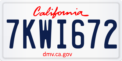 CA license plate 7KWI672