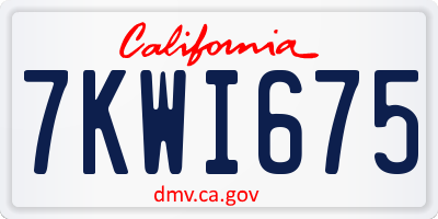 CA license plate 7KWI675