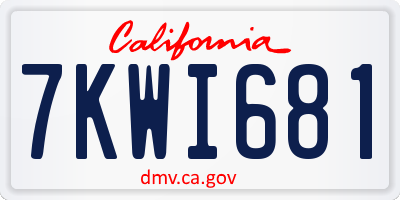 CA license plate 7KWI681