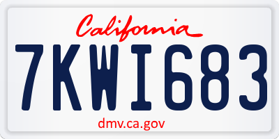 CA license plate 7KWI683