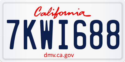 CA license plate 7KWI688