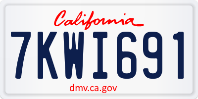 CA license plate 7KWI691