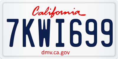 CA license plate 7KWI699