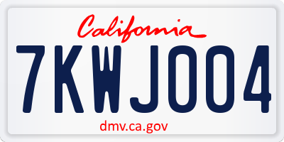 CA license plate 7KWJ004
