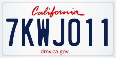 CA license plate 7KWJ011