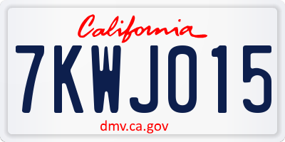 CA license plate 7KWJ015