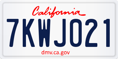 CA license plate 7KWJ021